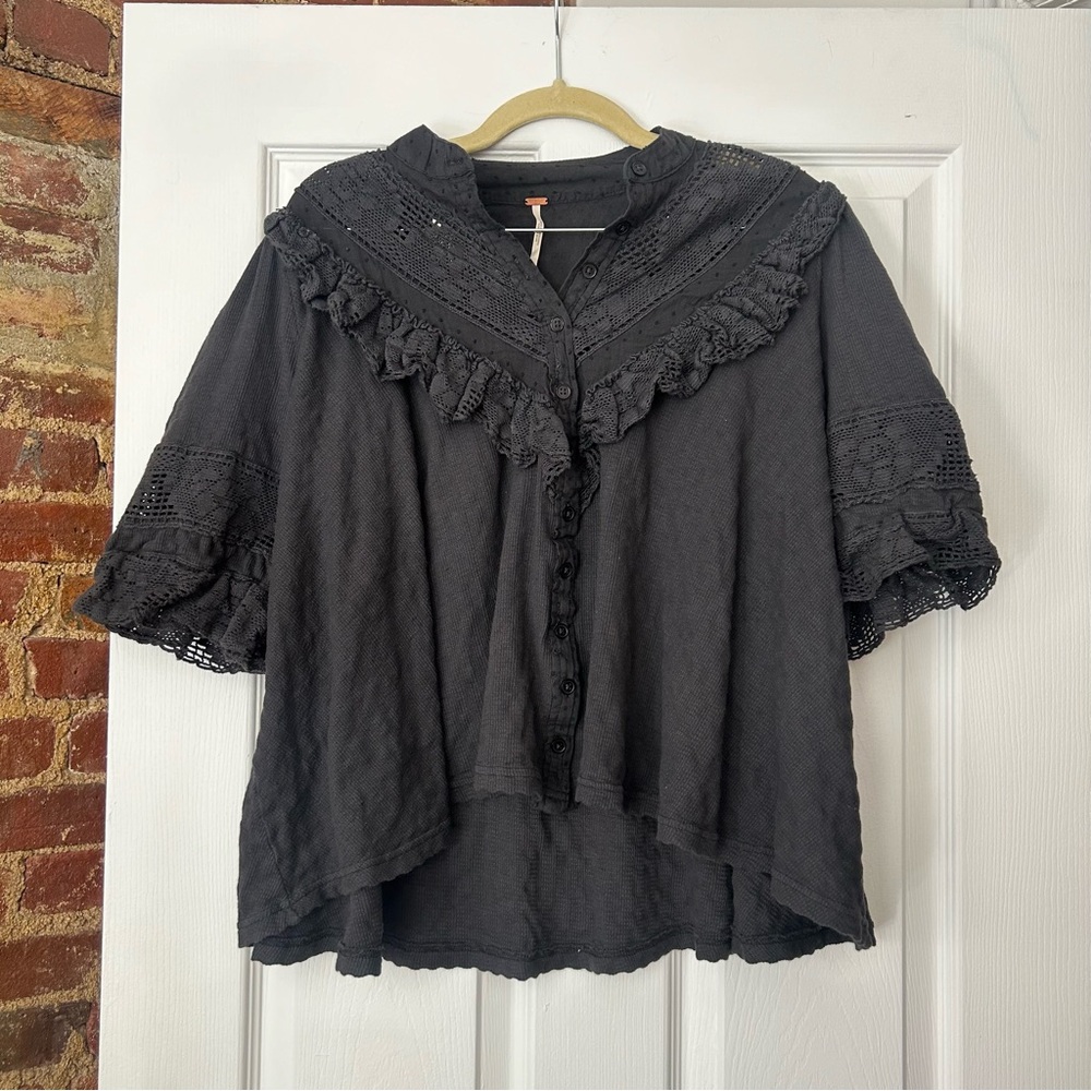 high neck ruffle top